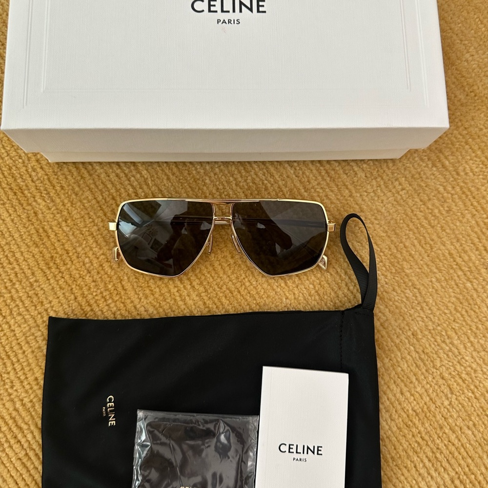 Authentic Celine Gold Oversized Sunglasses